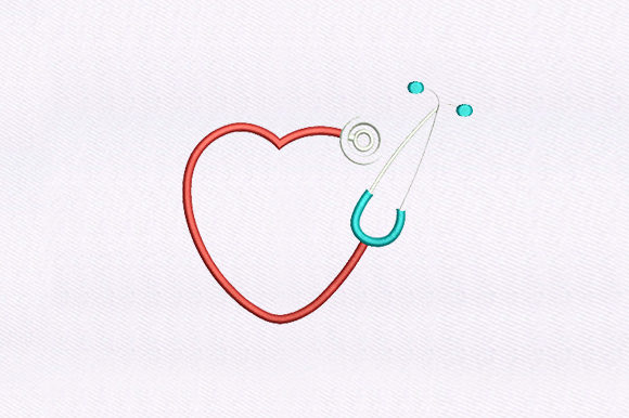 Heart Stethoscope Embroidery Design