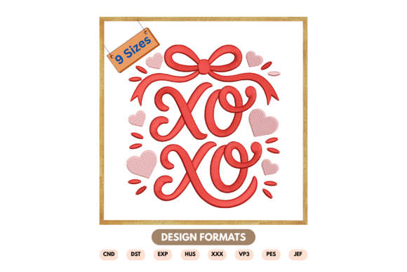 XO XO Valentine Embroidery Design